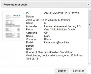 Digitales Posteingangsbuch